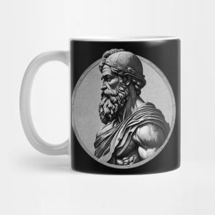 Ancient Warrior In Circular Frame - Greek Statue Style Mug